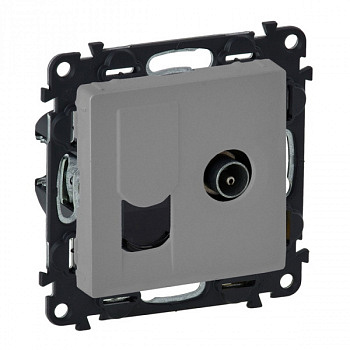 Розетка ТВ простая + интернет RJ 45 кат. 6 UTP Valena Life. Алюминий. Legrand