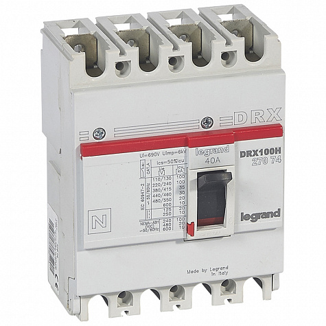 Legrand DRX125 термомагнитный 40A 4П 36KA