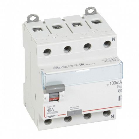 УЗО DX3 4П 100mA 40А тип AC N справ. Legrand арт 411713