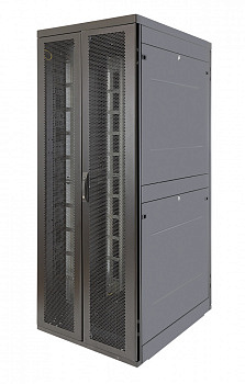 Шкаф Rackcenter D9000 48U 750 × 1000, передняя дверь перфорированная двустворчатая, задняя дверь перфорированная двустворчатая, Черный