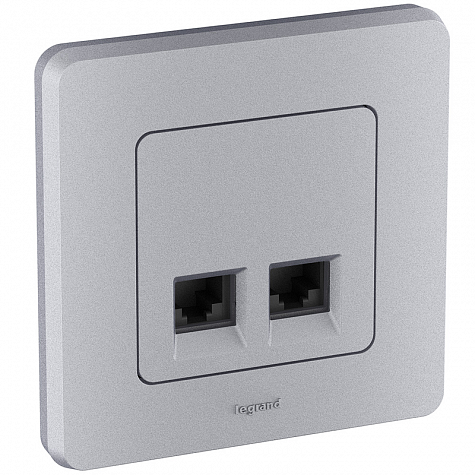 Двойная розетка RJ 45 - категория 6 - UTP - INSPIRIA - алюминий