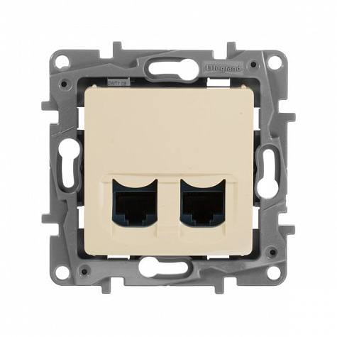 Розетка двойная компьютерная RJ45 UTP кат.6 Слоновая кость. Legrand Etika
