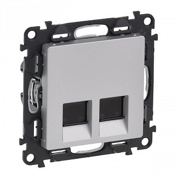 Розетка интернет двойная RJ 45 Категория 6 UTP Valena Life. Алюминий. Legrand