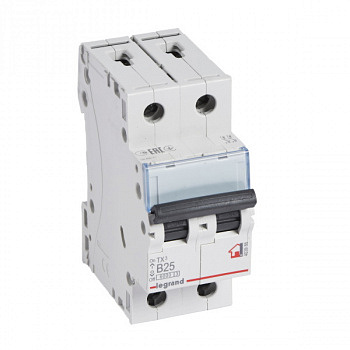 Автоматический выключатель TX3 6kA 25A 2П тип В. Legrand