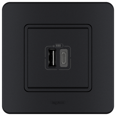 Зарядное устройство с двумя USB-разьемами A-C 240В/5В 3000мА - INSPIRIA - антрацит