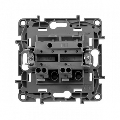 Выключатель двухклавишный 10AX 250В Алюминий. Legrand. Etika