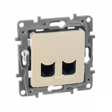 Розетка двойная компьютерная RJ45 UTP кат.6 Слоновая кость. Legrand Etika