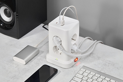 DOMINIC Удлинитель У08K 1,5м 3х1мм2 USB A+C 20Вт Белый