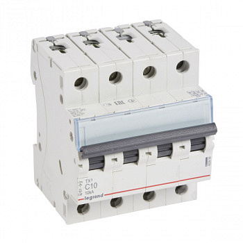 Автоматический выключатель TX3 10kA 10A 4П тип С. Legrand