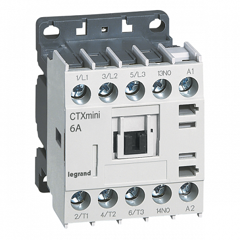 Контактор-мини CTX³ 230В со встроенными вспомогательными контактами 3П 6A 1НЗ. Legrand