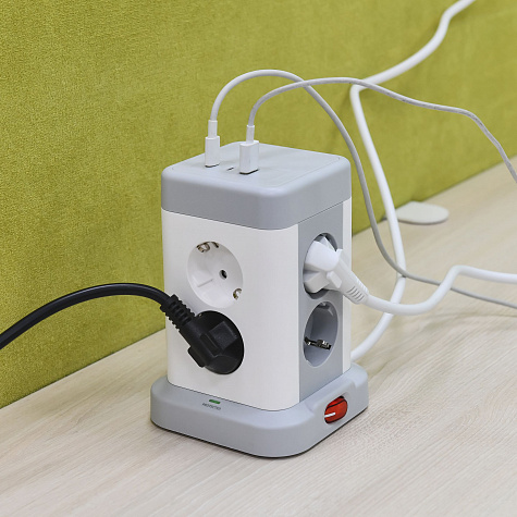 DOMINIC Удлинитель У08K 1,5м 3х1мм2 USB A+C 20Вт Серый