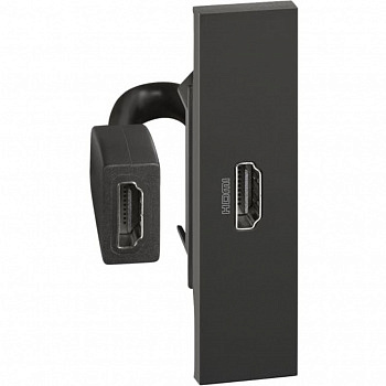 Розетка HDMI с предварительным подключением 1 модуль Цвет Черный LIVING NOW