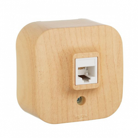 Розетка телефонная RJ11, Дерево. Legrand Quteo