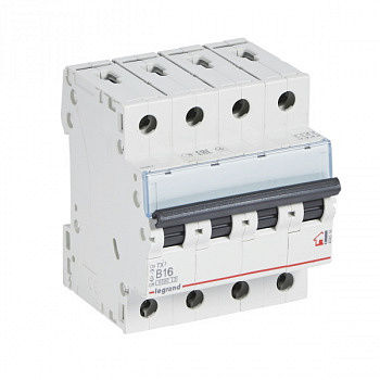 Автоматический выключатель TX3 6kA 16A 4П тип В. Legrand