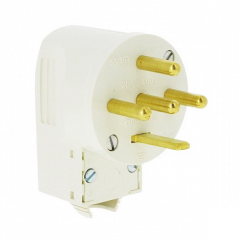 Вилка силовая 3К+Н+З 20А, Белый. Legrand