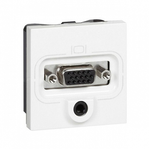 Розетка HD15 +jack 3,5, 2 модуля, Белый. Legrand Mosaic арт 078774