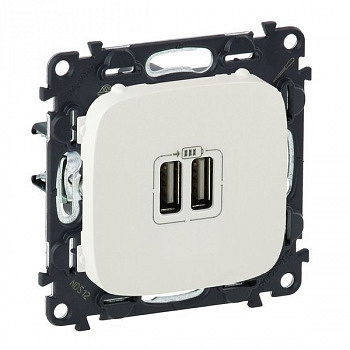 Зарядное устройство с двумя USB-разъемами тип А- тип А 240В/5В 1500мА Жемчуг. Legrand Valena ALLURE