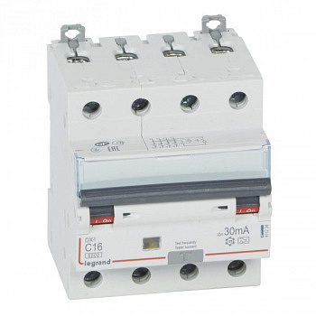 Дифференциальный автомат DX3 30mA 16A 4П Тип A(хар.C) 4мод. Legrand
