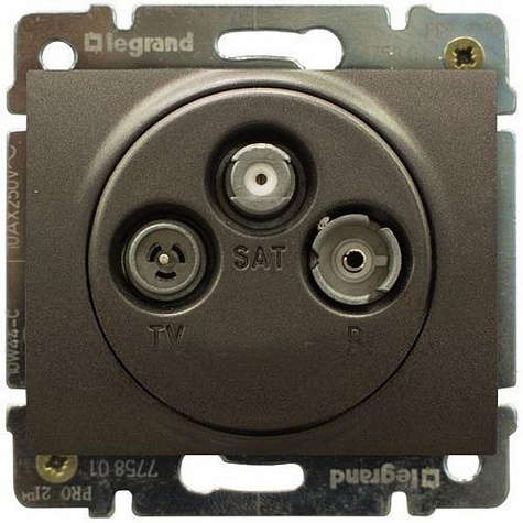Розетка TV-FM-SAT проходная Темная Бронза. Galea Life. Legrand