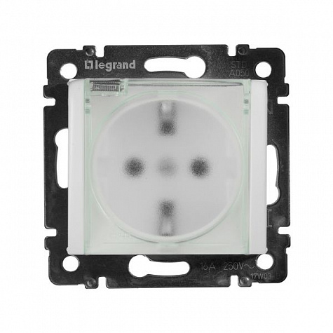 Розетка 2К+З 16А IP44 со шторками и крышкой. Белый. Valena