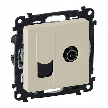Розетка ТВ простая + интернет RJ 45 кат. 6 UTP Valena Life. Слоновая кость. Legrand