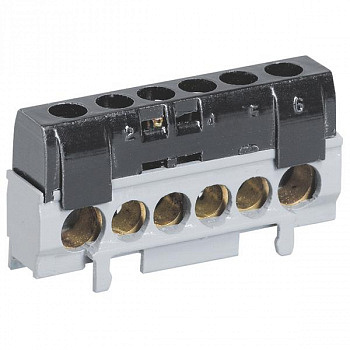 Клеммная колодка IP 2X фаза, чёрная 1 x 6-25 мм² - 5 x 1,5-16мм² длина 62мм. Legrand