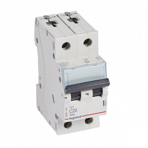 Автоматический выключатель TX3 10kA 20A 2П тип С. Legrand