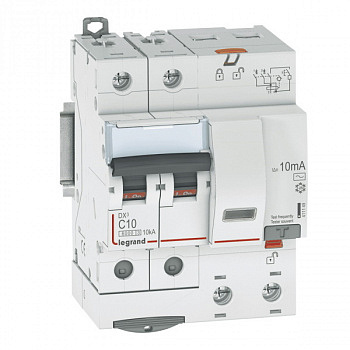 Дифференциальный автомат DX3 10mA 10A 2П Тип AC 4 мод. Legrand