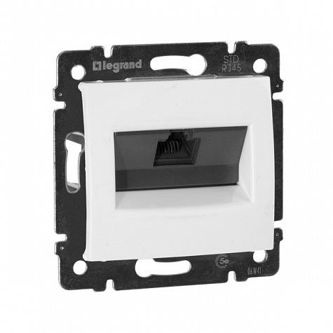 Розетка компьютерная RJ45 UTP Кат.5e на захватах Белая. Valena