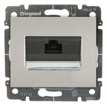 Розетка компьютерная RJ 45 UTP категории 5е, винтовые клеммы Алюминий. Galea Life. Legrand