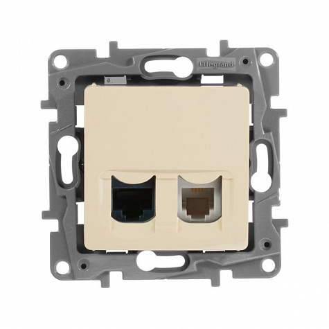 Розетка телефон/интернет RJ11/RJ45 UTP кат.5 Слоновая кость. Legrand. Etika