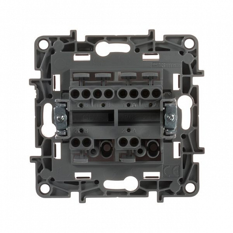 Переключатель проходной двухклавишный 10A Алюминий. Legrand. Etika