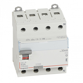 УЗО DX3 4П 30mA 63А тип AC N справ. Legrand арт 411704