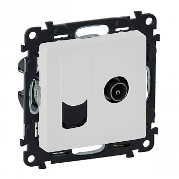 Розетка ТВ простая + интернет RJ 45 кат. 6 UTP Valena Life. Белый. Legrand