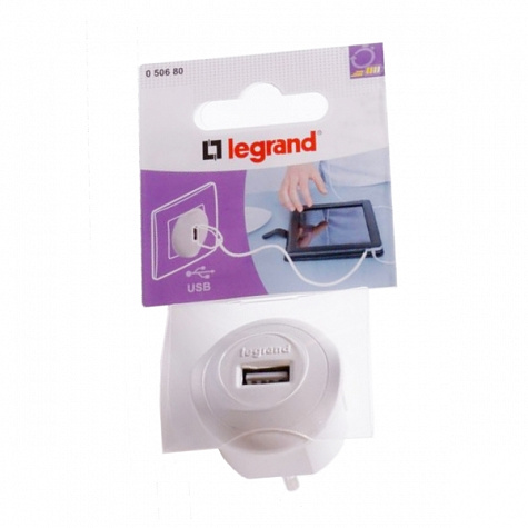 Компактное зарядное устройство USB 230В 1,5А 5 В Белый. Legrand