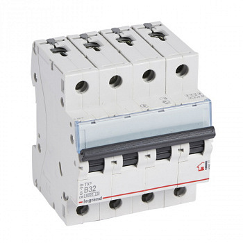Автоматический выключатель TX3 6kA 32A 4П тип В. Legrand