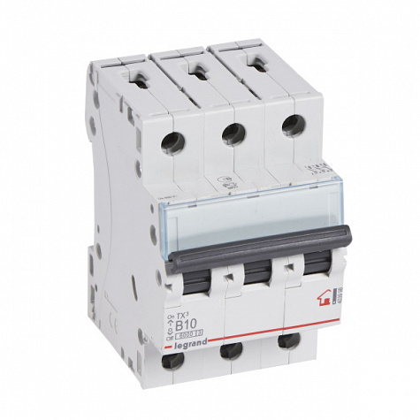 Автоматический выключатель TX3 6kA 10A 3П тип В. Legrand