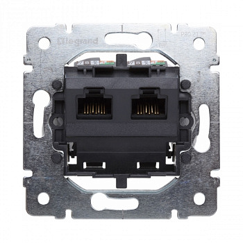 Розетка компьютерная двойная 2хRJ45 UTP кат.5e, монтаж на захватах. Legrand Galea Life арт 775766