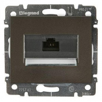 Розетка компьютерная RJ 45 UTP категории 6, винтовые клеммы. Темная Бронза. Galea Life. Legrand