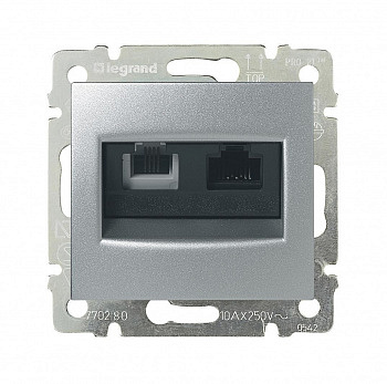Розетка телефон/интернте RJ11/RJ45 UTP кат.6 Алюминий. Valena