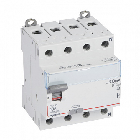 УЗО DX3 4П 300mA селективный 40А тип AC-S N справ. Legrand