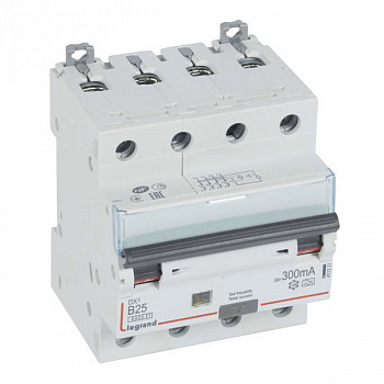 Дифференциальный автомат DX3 300mA 25A 4П Тип A(хар.В) 4мод. Legrand