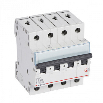 Автоматический выключатель TX3 6kA 20A 4П тип В. Legrand