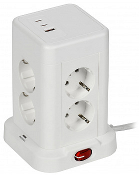 DOMINIC Удлинитель У08K 1,5м 3х1мм2 USB A+C 20Вт Белый