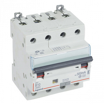 Дифференциальный автомат DX3 300mA 10A 4П Тип A(хар.В) 4мод. Legrand