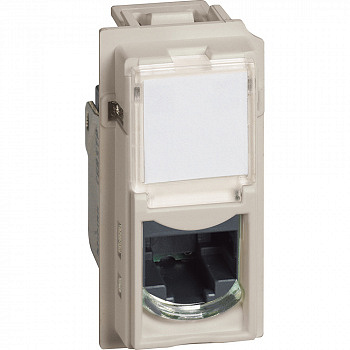 Розетка компьютерная RJ45 cat5e UTP 1 модуль Цвет Песочный LIVING NOW