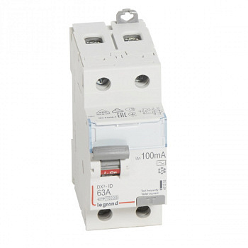 УЗО DX3 2П 100mA 63А тип AC. Legrand арт 411516