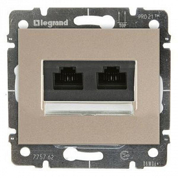 Розетка компьютерная двойная RJ 45 UTP категории 5е, винтовые клеммы Титан.Galea Life. Legrand