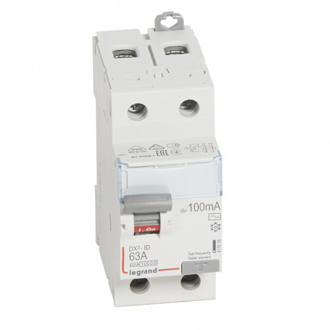 УЗО DX3 2П 100mA 63А тип AC. Legrand арт 411516