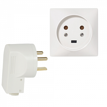 Комплект, силовая розетка 2К+З 20А + Вилка 2К+З 20A IP20 Белый. Legrand
